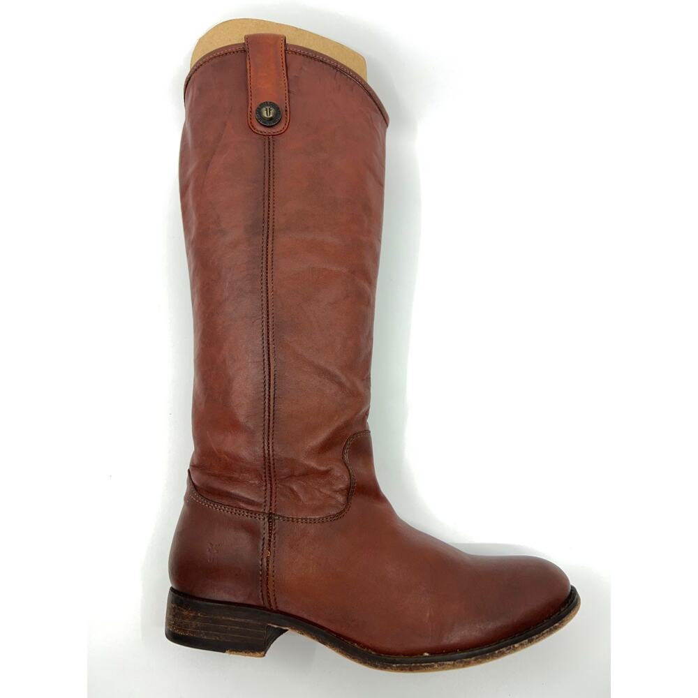 Frye Melissa Button Tall Boots Women’s 7 B Cognac Leather